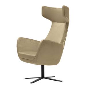 Fauteuil lounge Lunzua Velours Juna: Kaki - Avec repose-pieds