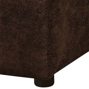 Canapé d’angle Naomi Aspect cuir vieilli - Microfibre Goda: Marron bison - Méridienne courte à gauche (vue de face)