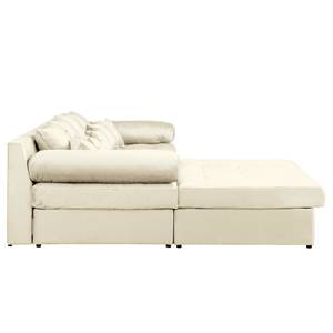 Ecksofa Naomi Samt Onoli: Creme - Longchair davorstehend links