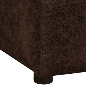 Canapé d’angle Naomi Aspect cuir vieilli - Microfibre Goda: Marron bison - Méridienne courte à droite (vue de face)