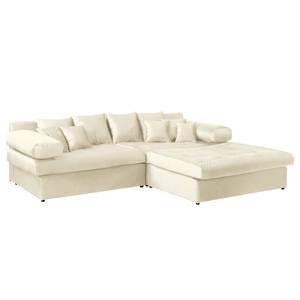 Ecksofa Naomi Samt Onoli: Creme - Longchair davorstehend rechts