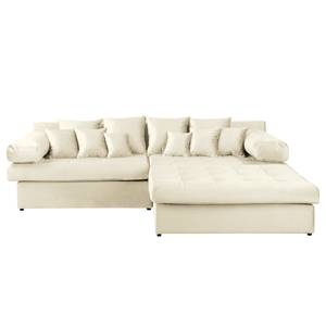 Ecksofa Naomi Samt Onoli: Creme - Longchair davorstehend rechts