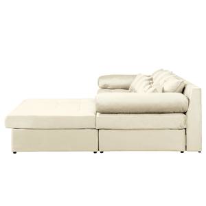 Ecksofa Naomi Samt Onoli: Creme - Longchair davorstehend rechts