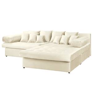 Ecksofa Naomi Samt Onoli: Creme - Longchair davorstehend rechts