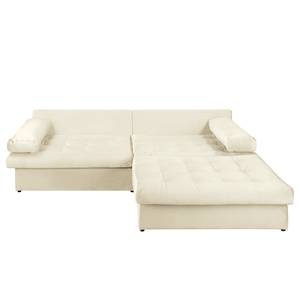 Ecksofa Naomi Samt Onoli: Creme - Longchair davorstehend rechts