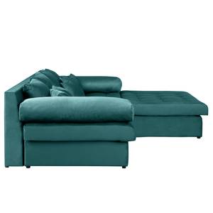 Ecksofa Naomi Samt Onoli: Blau - Longchair davorstehend rechts