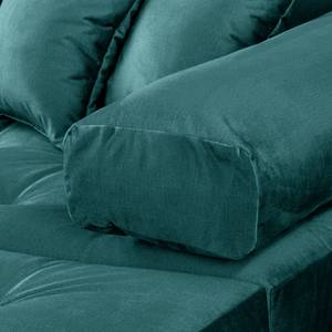 Ecksofa Naomi Samt Onoli: Blau - Longchair davorstehend rechts