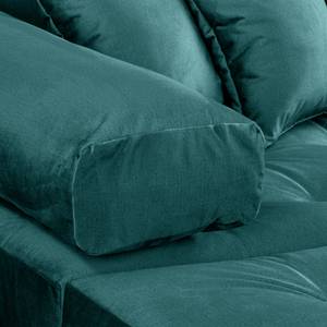 Canapé d’angle Naomi Velours Onoli: Bleu - Méridienne courte à gauche (vue de face)