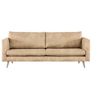 3-Sitzer Sofa Kayena Antiklederlook - Microfaser Priya: Beige - Buche Hell