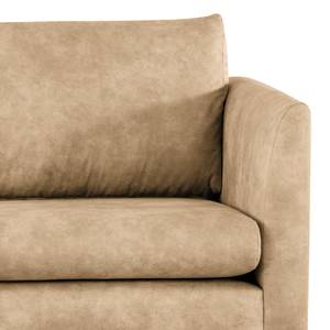 3-Sitzer Sofa Kayena Antiklederlook - Microfaser Priya: Beige - Buche Hell