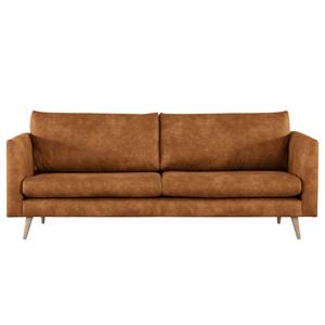 3-Sitzer Sofa Kayena Antiklederlook - Microfaser Priya: Cognac - Buche Hell