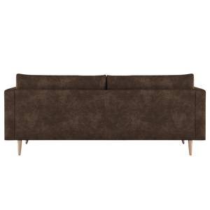 3-Sitzer Sofa Kayena Antiklederlook - Microfaser Priya: Dunkelbraun - Buche Hell