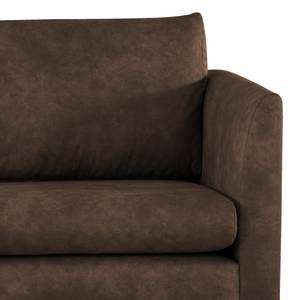 3-Sitzer Sofa Kayena Antiklederlook - Microfaser Priya: Dunkelbraun - Buche Hell