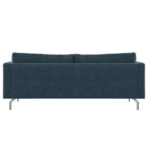 3-Sitzer Sofa Kayena Webstoff - Webstoff Cieli: Dunkelblau - Chrom glänzend