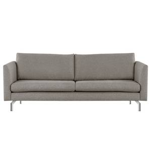 3-Sitzer Sofa Kayena Webstoff - Webstoff Lark: Braungrau - Chrom glänzend