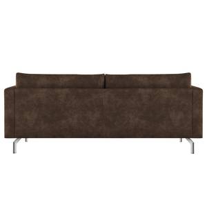 3-Sitzer Sofa Kayena Antiklederlook - Microfaser Priya: Dunkelbraun - Chrom glänzend