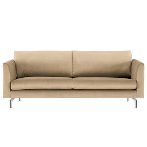 3-Sitzer Sofa Kayena Samt - Samt Sadia: Beige - Chrom glänzend