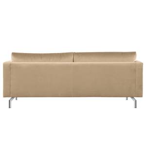 3-Sitzer Sofa Kayena Samt - Samt Sadia: Beige - Chrom glänzend