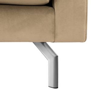 3-zitsbank Kayena fluweel - Velours Sadia: Beige - Chroomkleurig glanzend