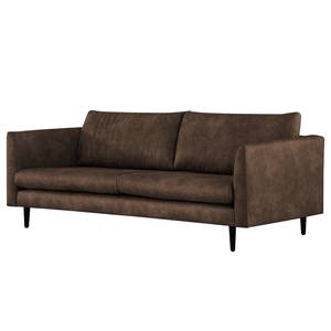 3-Sitzer Sofa Kayena Antiklederlook - Microfaser Priya: Dunkelbraun - Schwarz