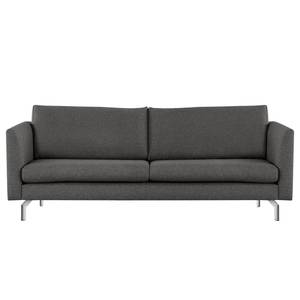 3-Sitzer Sofa Kayena Webstoff - Webstoff Lark: Dunkelgrau - Chrom glänzend