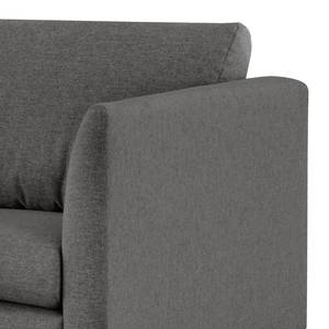 3-Sitzer Sofa Kayena Webstoff - Webstoff Lark: Dunkelgrau - Chrom glänzend