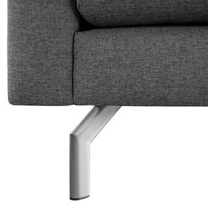 3-Sitzer Sofa Kayena Webstoff - Webstoff Lark: Dunkelgrau - Chrom glänzend