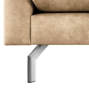 3-Sitzer Sofa Kayena Antiklederlook - Microfaser Priya: Beige - Chrom glänzend