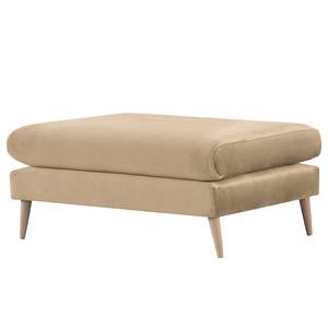 Gestoffeerde hocker Kayena fluweel - Velours Sadia: Beige - Licht beukenhout