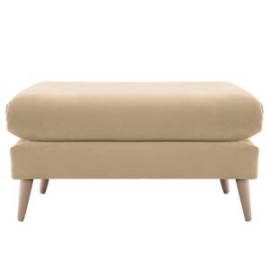 Gestoffeerde hocker Kayena fluweel - Velours Sadia: Beige - Licht beukenhout