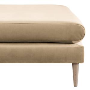 Gestoffeerde hocker Kayena fluweel - Velours Sadia: Beige - Licht beukenhout