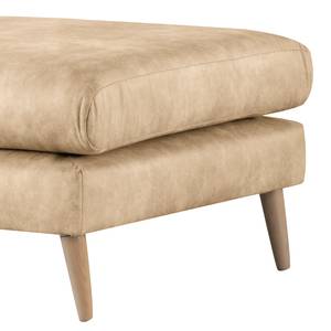 Gestoffeerde hocker Kayena antieke leerlook - Microvezel Priya: Beige - Licht beukenhout