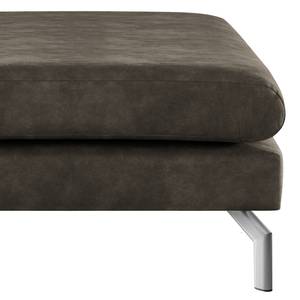 Repose-pieds Kayena Aspect cuir vieilli - Microfibre Priya: Anthracite - Chrome brillant