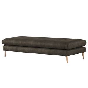 Banc repose-pieds Kayena Aspect cuir vieilli - Microfibre Priya: Anthracite - Hêtre clair