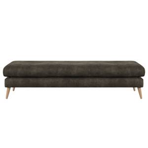 Banc repose-pieds Kayena Aspect cuir vieilli - Microfibre Priya: Anthracite - Hêtre clair