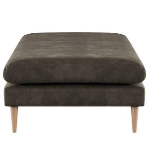 Banc repose-pieds Kayena Aspect cuir vieilli - Microfibre Priya: Anthracite - Hêtre clair