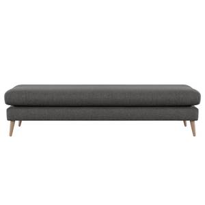 Banc repose-pieds Kayena Tissu - Velours Lark: Gris foncé - Hêtre clair