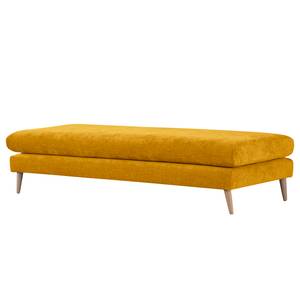 Banc repose-pieds Kayena Tissu - Tissu Cieli: Jaune moutarde - Hêtre clair