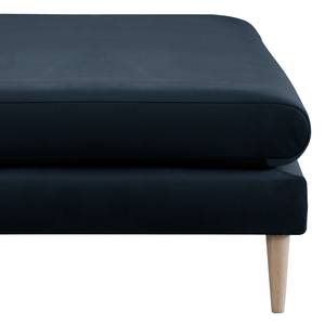 Banc repose-pieds Kayena Velours - Velours Sadia: Bleu foncé - Hêtre clair