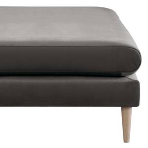 Banc repose-pieds Kayena Velours - Velours Sadia: Gris foncé - Hêtre clair