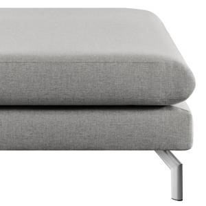 Banc repose-pieds Kayena Tissu - Tissu Inas: Gris platine - Chrome brillant