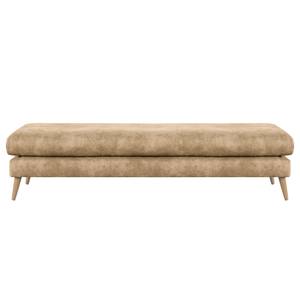 Banc repose-pieds Kayena Aspect cuir vieilli - Microfibre Priya: Beige - Hêtre clair