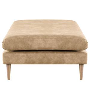 Banc repose-pieds Kayena Aspect cuir vieilli - Microfibre Priya: Beige - Hêtre clair