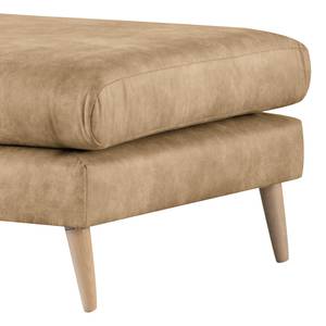 Banc repose-pieds Kayena Aspect cuir vieilli - Microfibre Priya: Beige - Hêtre clair