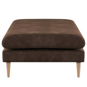 Banc repose-pieds Kayena Aspect cuir vieilli - Microfibre Priya: Marron foncé - Hêtre clair