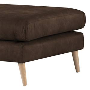 Banc repose-pieds Kayena Aspect cuir vieilli - Microfibre Priya: Marron foncé - Hêtre clair