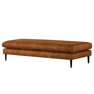 Banc repose-pieds Kayena Aspect cuir vieilli - Microfibre Priya: Cognac - Noir