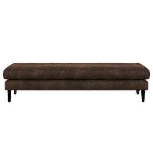 Banc repose-pieds Kayena Aspect cuir vieilli - Microfibre Priya: Marron foncé - Noir