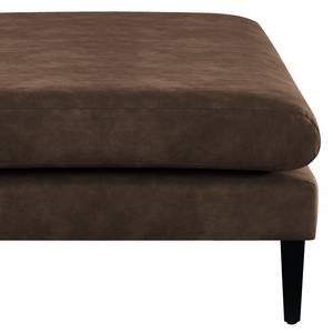 Banc repose-pieds Kayena Aspect cuir vieilli - Microfibre Priya: Marron foncé - Noir