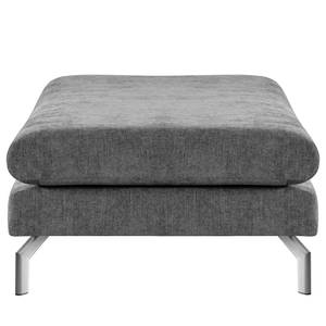 Banc repose-pieds Kayena Tissu - Tissu Cieli: Gris foncé - Chrome brillant